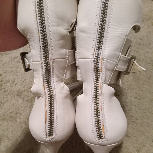 🔥 NEW size 8.5/39 Ganor Dominic Beige Leather Lace up Knee high Pumps - Picture 14 of 16